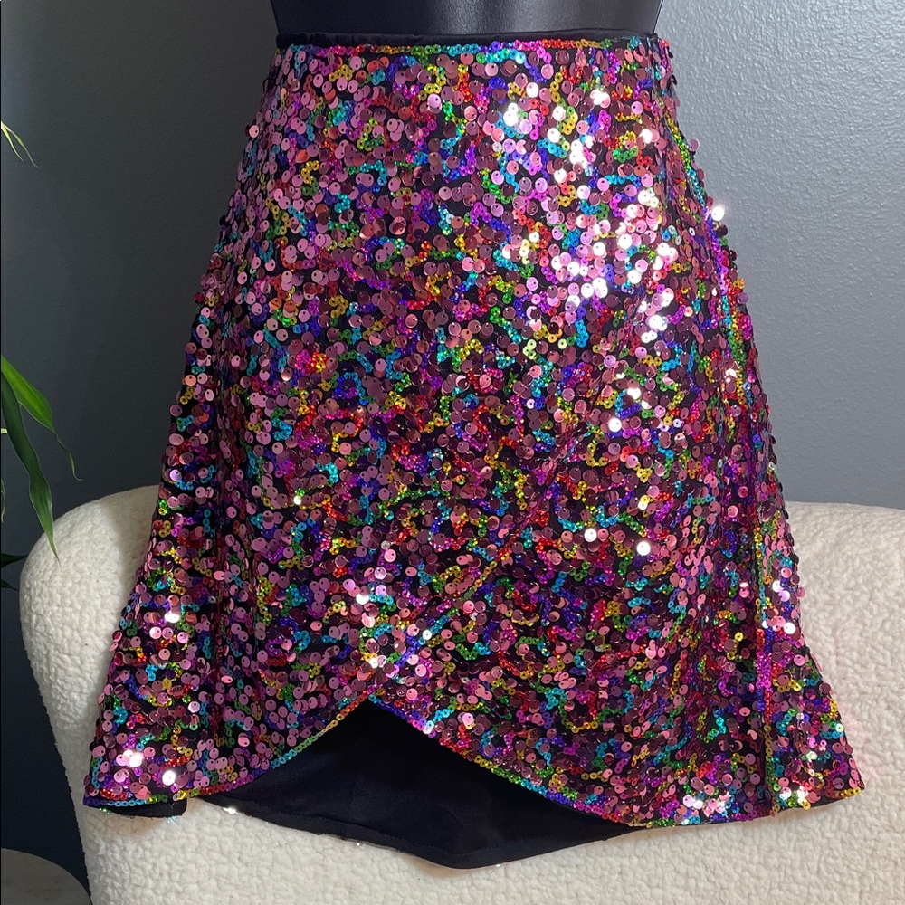 Sparkling Multicolor Sequin Mini Skirt
